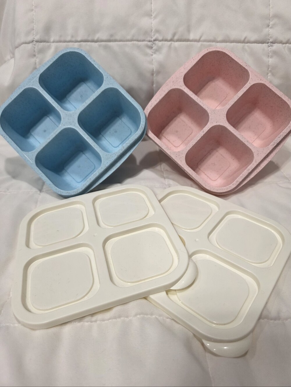 Bento Box Snack Containers/Lids Set of 2 Stackable Durable Heavy Plastic T10